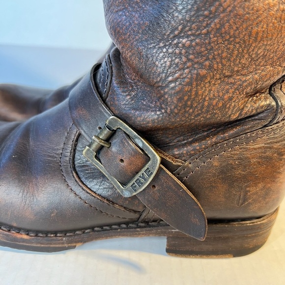 Frye Sz 7 Veronica Slouch Distressed Brown Leather Knee Boots - Picture 12 of 14